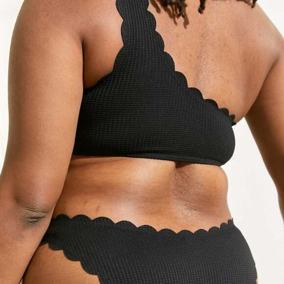 AERIE | Waffle Scalloped One Shoulder Bandeau Bikini Top | Sz. L - Picture 2 of 6